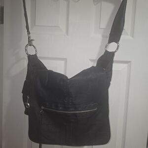 Allison Burns Black Leather Shoulder Bag